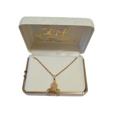 Multi-Tone Gold 3 Leaves Pendant  Necklace 1/20 GF