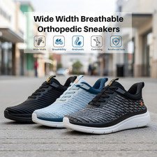 Mens Extra Wide Walking Shoes Sneakers Arch Support Flat Feet Heel Pain Relief