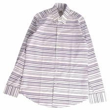 Hermes shirt snap down collar border long sleeve cotton top for men Used MOLO-0