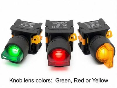 Alpinetech SL222 Illuminated 22mm Maintained Selector Switch 2 Positions_1NO_1NC