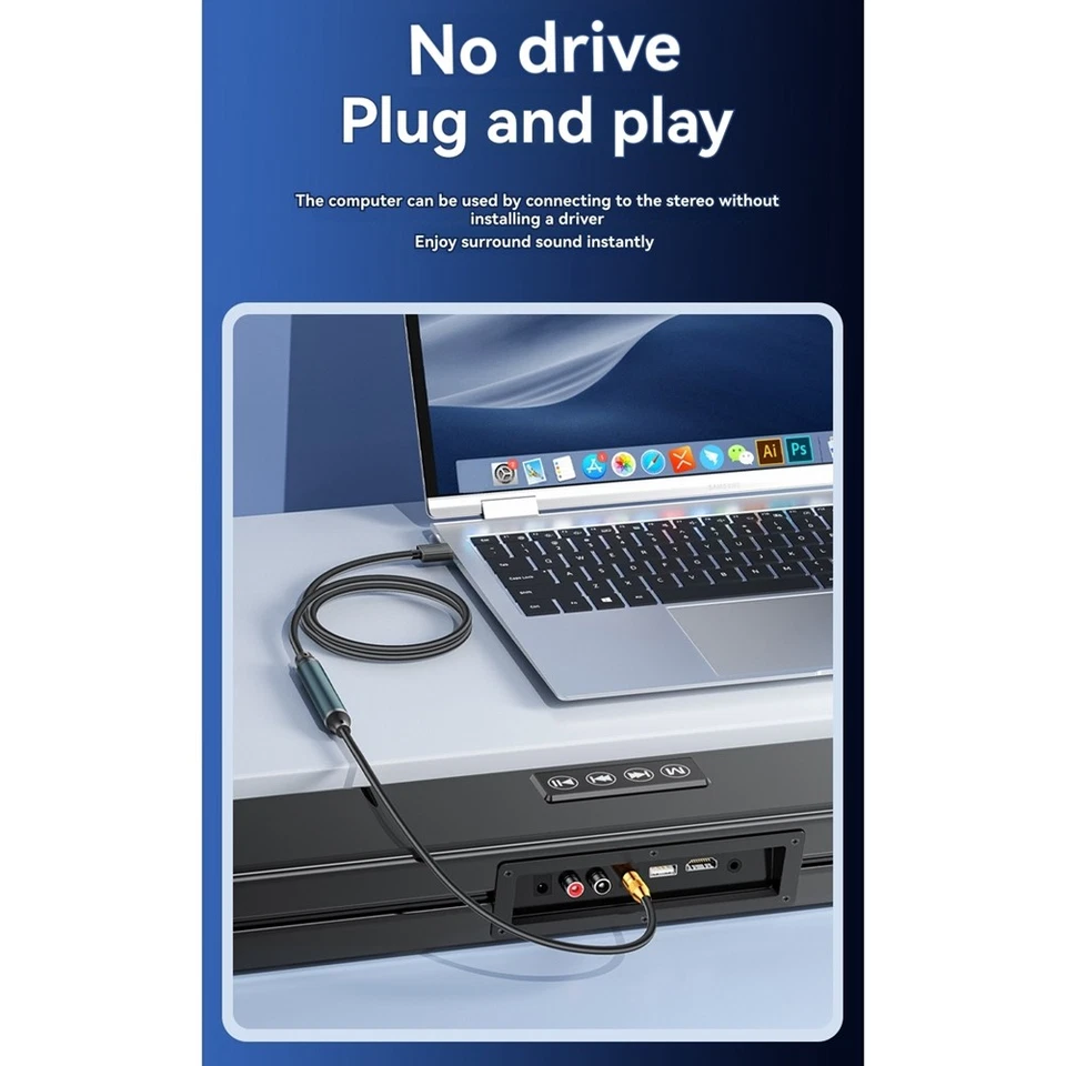 USB to Optical Audio Adapter, USB A to SPDIF Sound Card Optical Output for 3785 - Bild 2 von 4