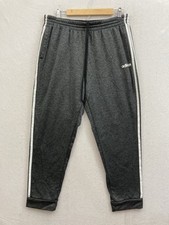 Mens Adidas Fleece Tapered Cuff Pants Sweatpants Joggers 3 Stripe Gray XL