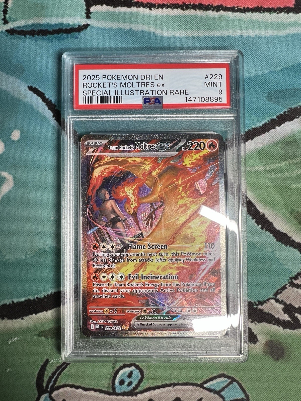 2025 POKEMON DRI EN-DESTINED RIVALS #229 TEAM ROCKET'S MOLTRES EX PSA 9