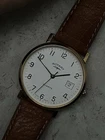 Rotary Men’s Vintage Dress Watch Date Swiss Made Gold White Leather Strap 35mm