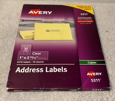 Avery Clear Copier Mailing Labels 1 x 2 13/16 2310/Pack 5311