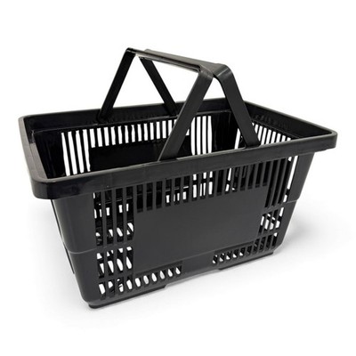 28L schwarzer Kunststoff-Einkaufskorb - HDPE, faltbare Griffe, stapelbar Einzelhandel