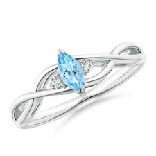 925 Sterling Silver March Aquamarine Stone Prong Three-stone Ring Jewelry US 7