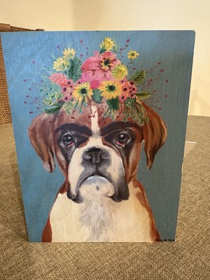 Boxer Dog Print on Wood Frida Kahlo Signed by Coco de Paris