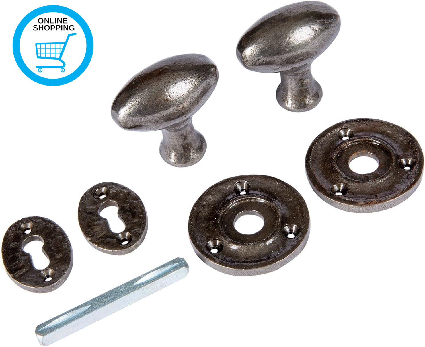 Oval Rim & Mortice Door Knob - W60Mm - Raw