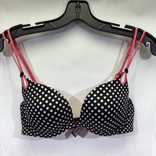 Victoria's Secret "Sexy Little Things" Padded Bra 34C Black Polka Dot Pin-Up