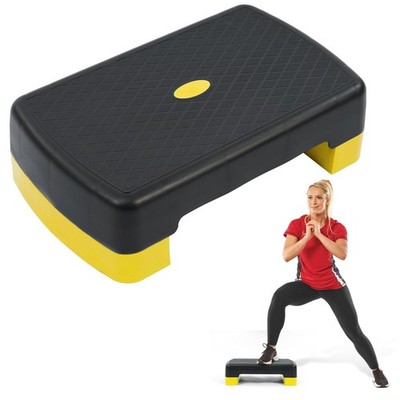 Adjustable Workout Aerobic Stepper Step Platform Trainer, 18-Inch, Black/ Yellow