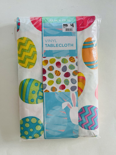 NEW Vinyl Tablecloth Pastel Easter Eggs 52x70” - Picture 1 of 2