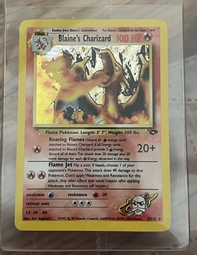 Blaine's Charizard 2/132 Holo Gym Challenge 2000 Pokemon Card MP WOTC