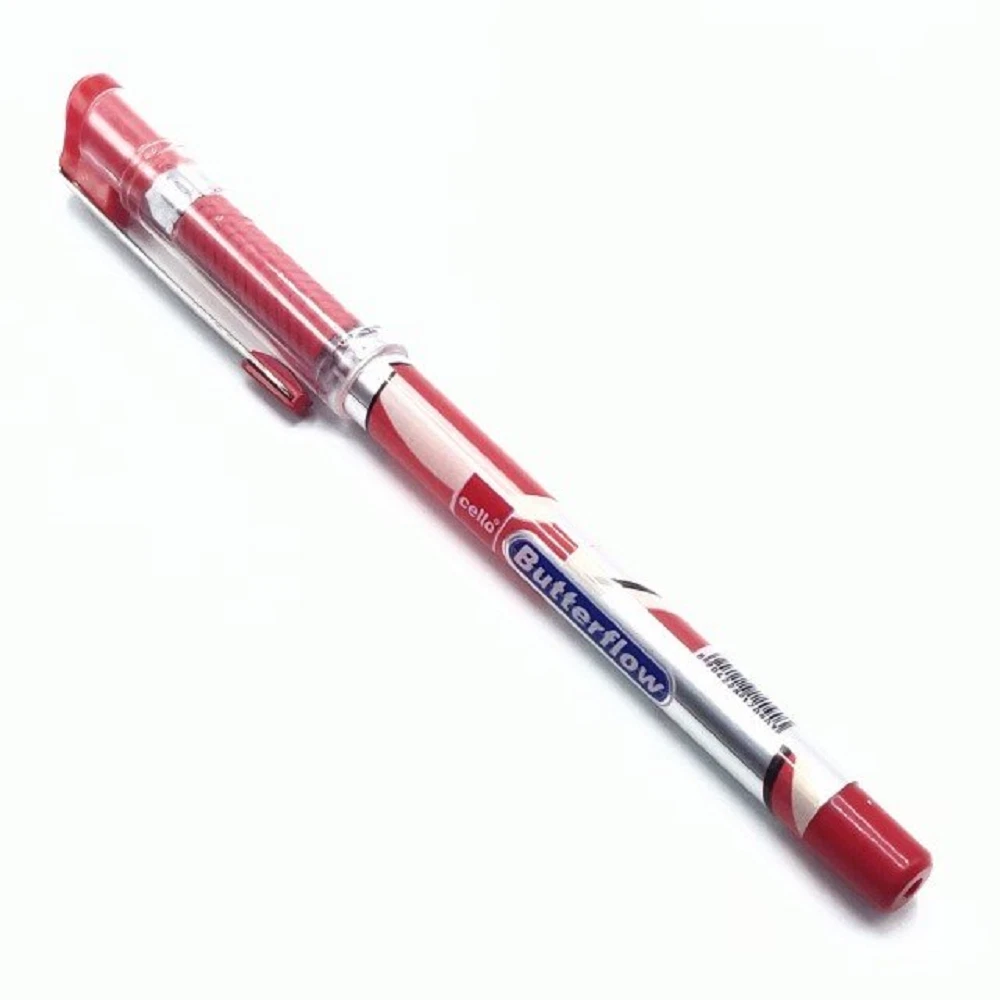 10X Cello Butterflow Simply Ball Pen RED For Better Writing Free