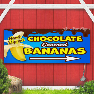 Chocolate Covered Bananas Arrow Banner Sign with Grommets