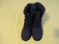 Cliffs by White Mountain Fur Edge Boots Heel Gray Sz 8