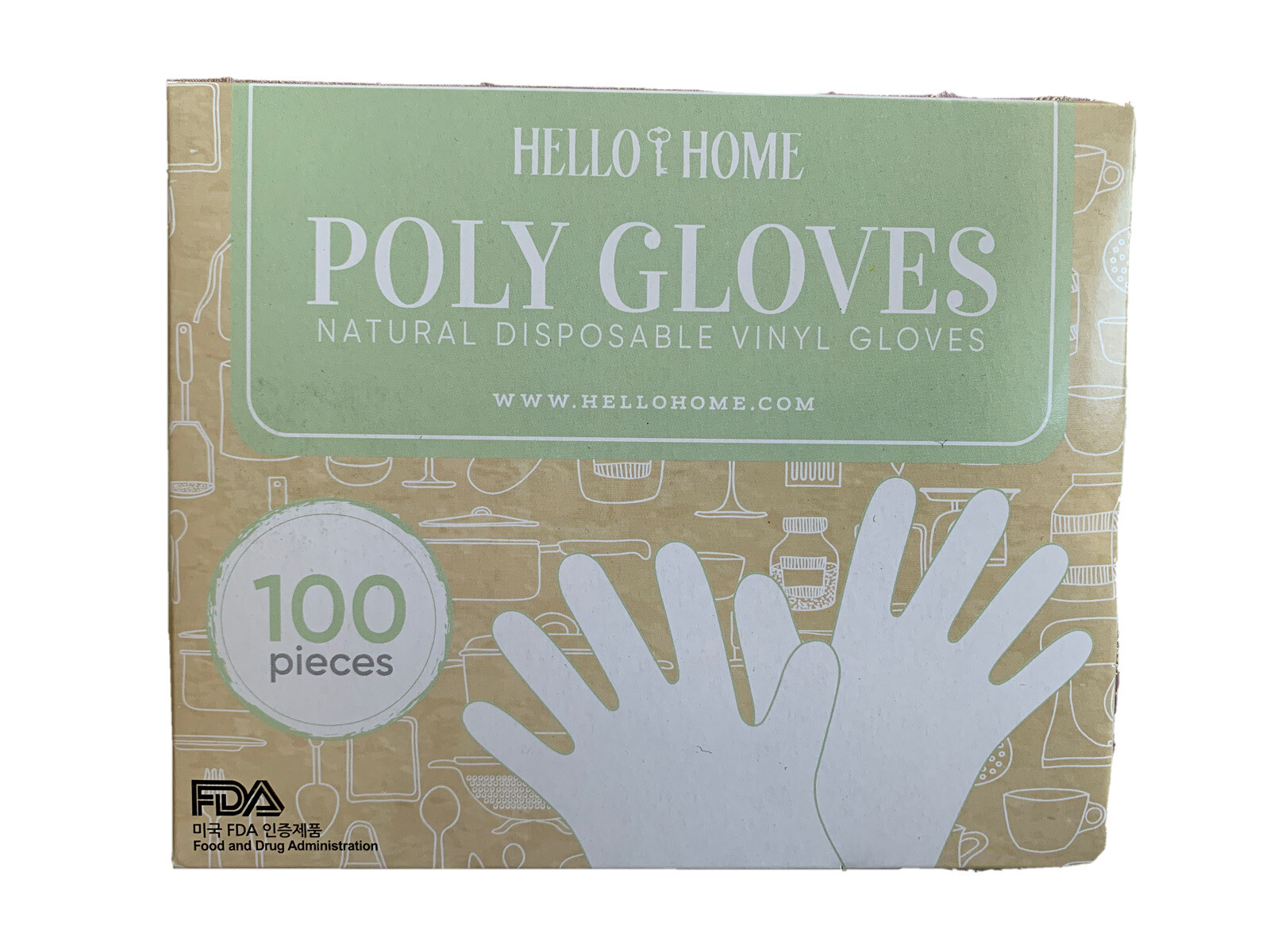 Hello Home Poly Gloves, 100 Piece Disposable Vinyl Gloves FDA Approved 1 Sz. M/L