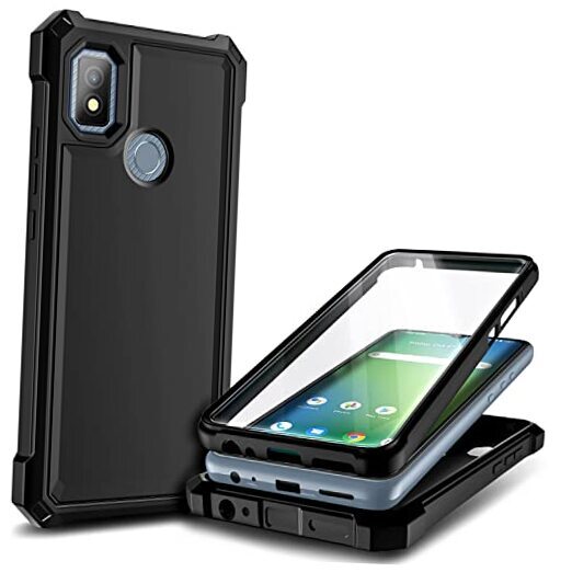 NZND Case for Cricket Icon 4 with [Built-in Screen Protector], Full-Body Black