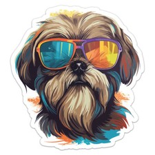 Cool Shih Tzu Dog Vinyl Decal Car Bumper Sticker