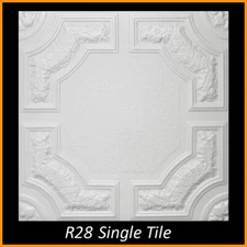 DIY Ceiling Tiles, Glue Up, Foam, 20x20, R28 White Pack of 96 (253 s/f)