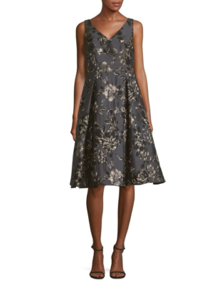 NEW Adrianna Papell BLACK MULTI Floral Jacquard Fit-&-Flare Dress SIZE 6 |  eBay