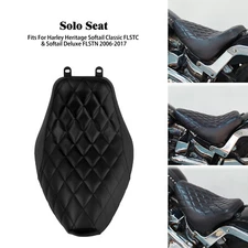 Driver Solo Seat Black Stitching For Harley 06-17 Deluxe FLSTN Heritage Softail