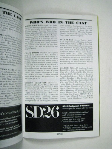 Mein Name ist Asher Lev Spielzettel 2012 Westside Theater Ticket Marke Nelson Bacon - Bild 3 von 9