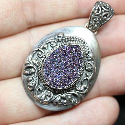 .925 Sterling Silver and Gray Druzy Pendant Slide 