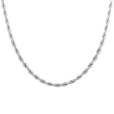 Men Women 2.5/3mm Stainless Steel Twisted Rope Chain Necklace 16"/18"/20"