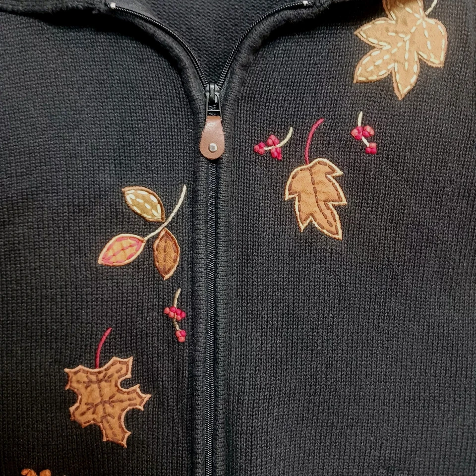 Suéter Vintage Otoño Mujer L Negro Tejido Otoño Hojas Cristal Kobe Foto 2 de 4