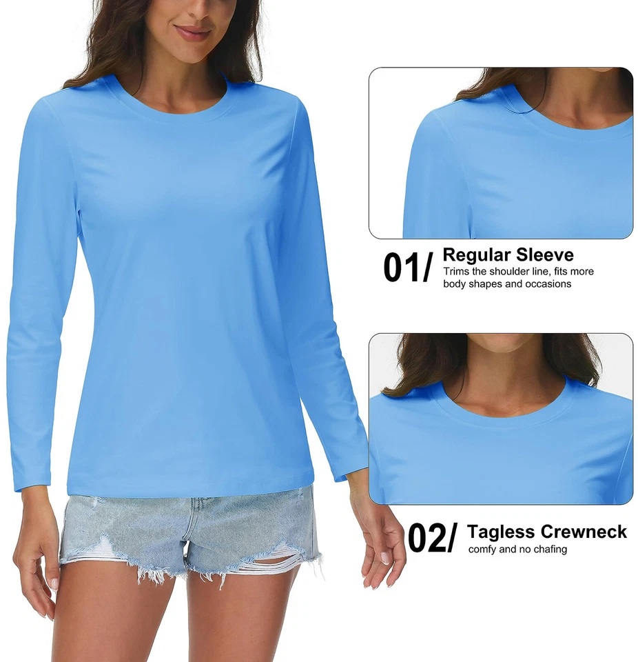 Женские UPF 50 + длинным рукавом УФ топы быстро сухой Athletic футболки спортзал туризм солнца рубашки - Изображение 4 из 4