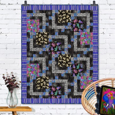 Laurel Burch Earth Song Coordinate Swirls Blue TOT Fabric By the