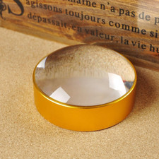 10X Domed Magnifying Glass 75Mm Golden Desktop Paperweight Magnifier Reading Aid
