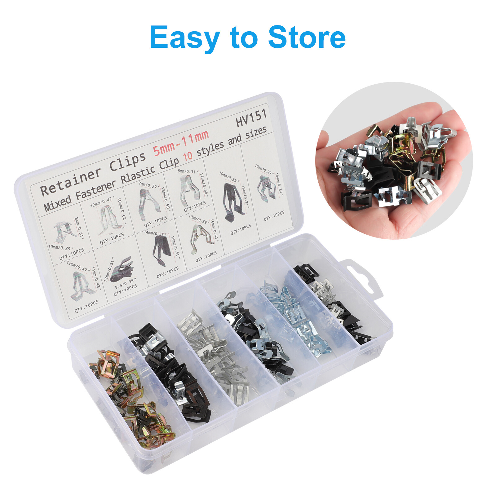 100pcs Metal Trim Panel U-Clip Spring Clips Fasteners Set for VW Audi Jetta Golf