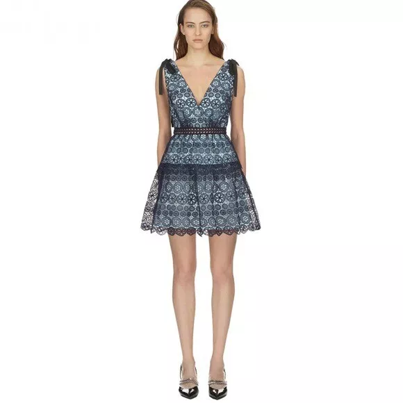Self Portrait Tiered Circle Floral Lace Mini Dress Size 10 NWT | eBay