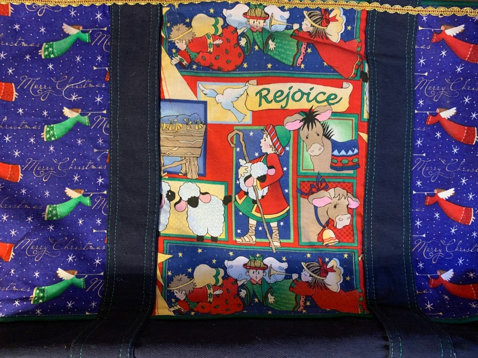 Handmade Tapestry Patchwork Christmas Tote Bag / … - image 5