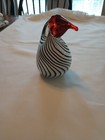 802 - Art Glass Bird Figurine Black/White/Red 5" tall — photo 2