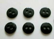 6/pcs Buttons Small Size Diameter = 3/8" (10mm) Black 2 Holes