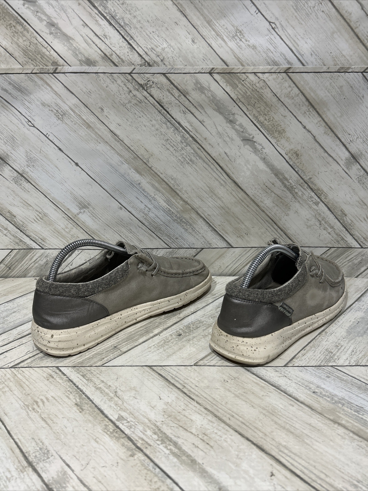 Hey Dude Polly Gray Women Leather Comfort Casual Shoe… Gem