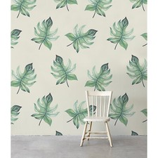 Non-woven wallpaper Tropical Leaves Tropical Wall Covering Exotic Leaves Decor