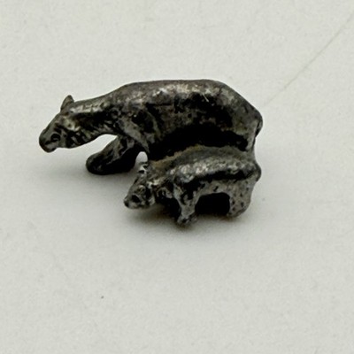 Vintage Pewter Miniature Bear & Bear Cub Figurine Animal Mini Figurine Trinket