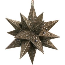 As Is 12 Inch Flower Cut with Marbles Tin Sta...