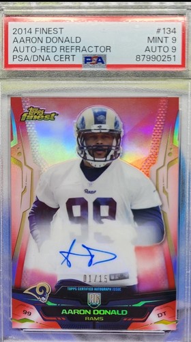 2014 Finest Aaron Donald RC Auto Red Refractor 1/15 PSA 9/AUTO 9