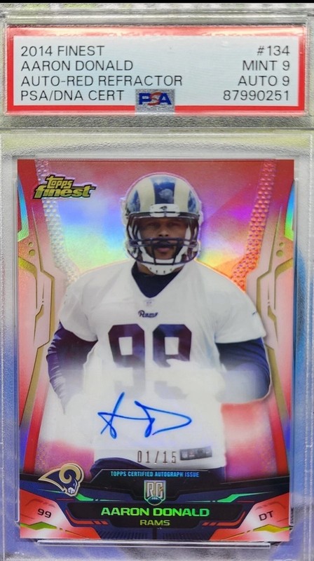 2014 Finest Aaron Donald RC Auto Red Refractor 1/15 PSA 9/AUTO 9