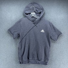 Adidas Short Sleeve Hoodie Medium Gray Heathered Dugout Unisex Gender Neutral