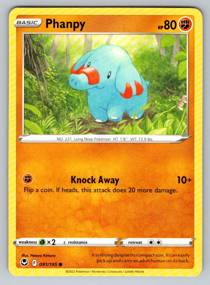 Phanpy 091/195 Common Silver Tempest Pokemon Near Mint