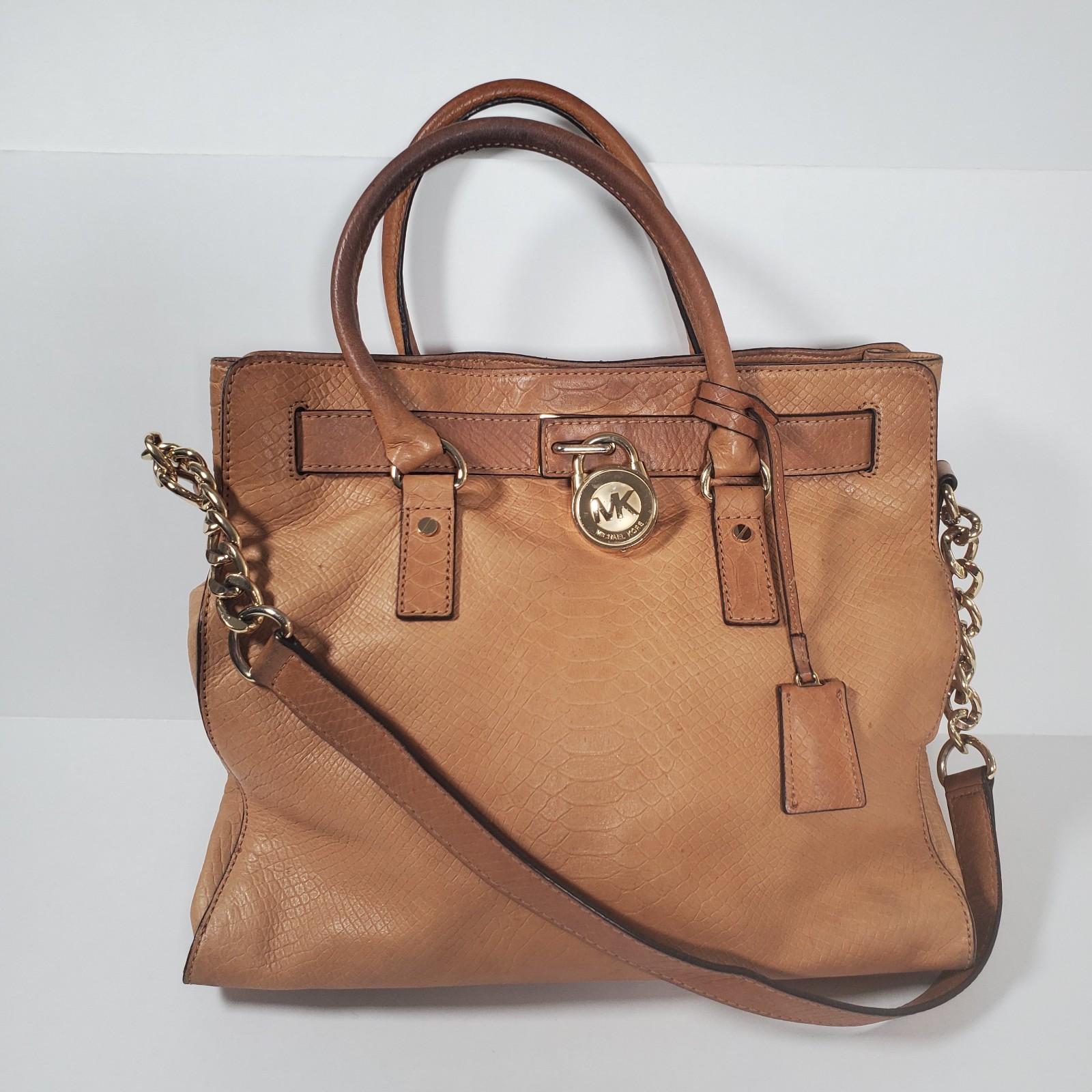 Michael Kors Hamilton Tote Brown Python Embossed … - image 1