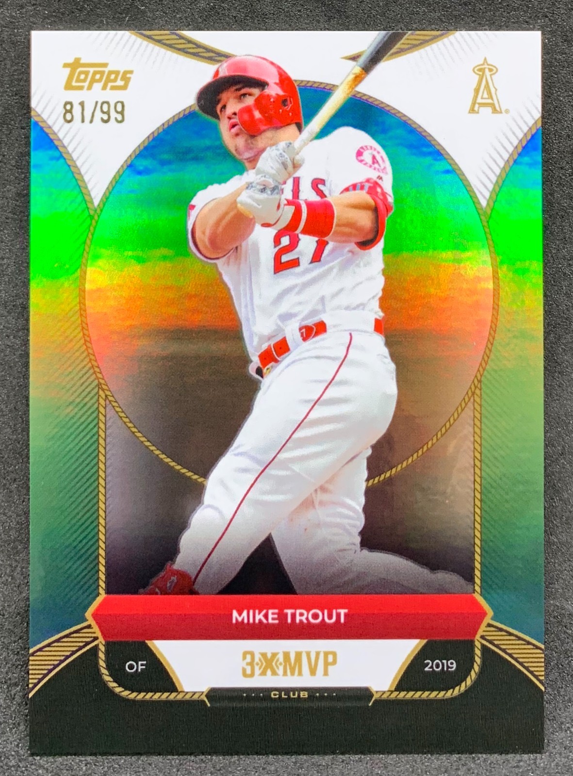 2025 Topps 3XMVP MIKE TROUT Los Angeles Angels 3 Times X MVP Green Foil SP /99