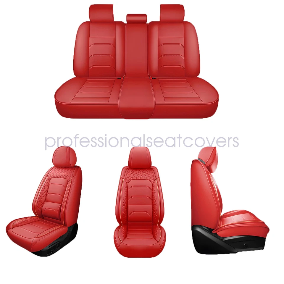 For Honda Civic Car 5Seat Cover Full Set Faux Waterproof Cushion Protector Red Foto 2 de 4
