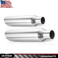 2pcs Exhaust Tip 2.5 Inlet 4 Outlet 17 Long Tailpipe Stainless Steel Silver
